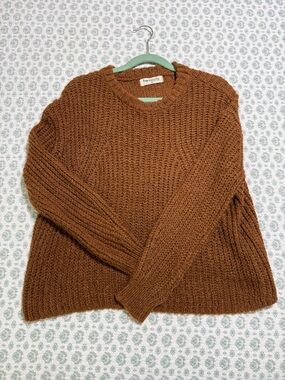 Impressions Brand Chunky Knit Crewneck Sweater - Brown Size Medium Like New